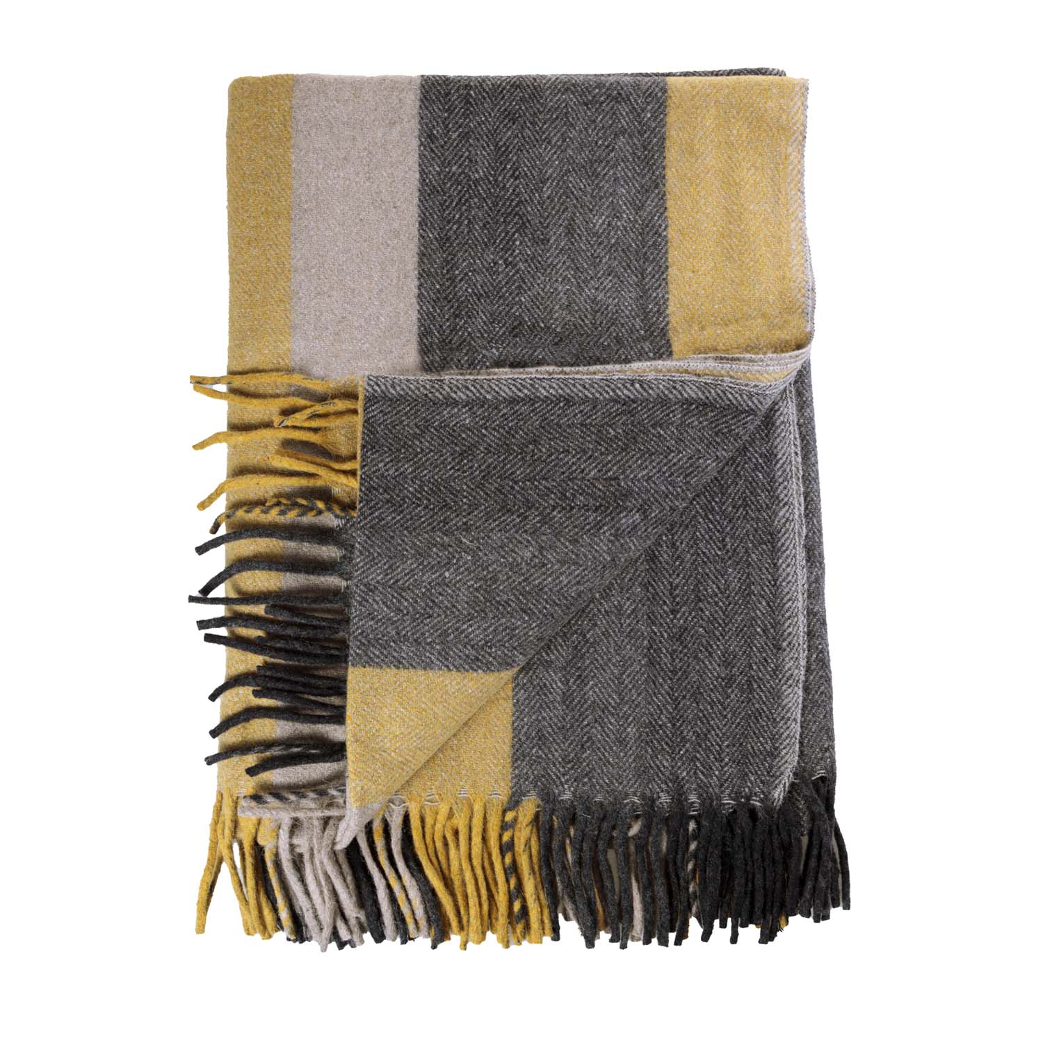 Stripe Herringbone Blanket Natural Taupe - Heritage Of Scotland - NATURAL TAUPE