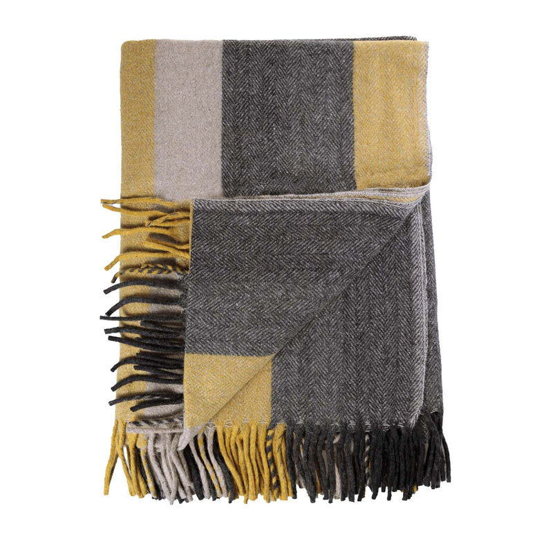 Stripe Herringbone Blanket Natural Taupe - Heritage Of Scotland - NATURAL TAUPE