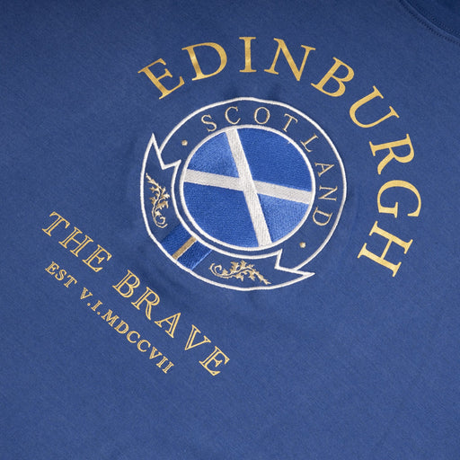 T-Shirt Gold Circle Edin/Scot/Flag/Brave - Heritage Of Scotland - ROYAL BLUE
