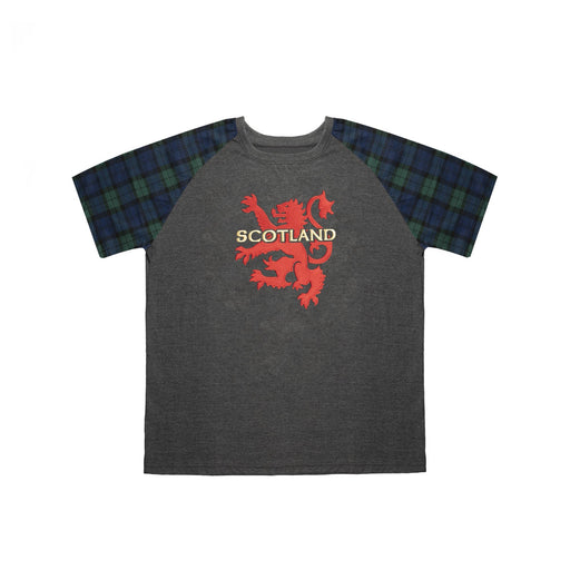 T-Shirts Emb Lion/Scot Blackwatch Sleeve - Heritage Of Scotland - CHARCOAL