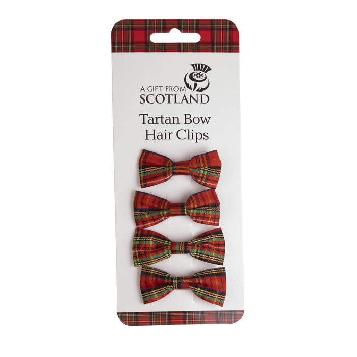 Tartan Hair Accessories 4 X Bow Clips - Heritage Of Scotland - NA