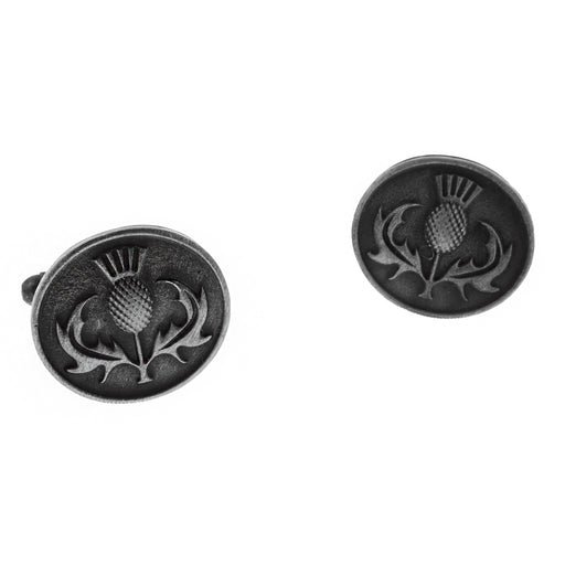 Thistle Oval Cufflinks Antique Finish - Heritage Of Scotland - ANTIQUE FINISH