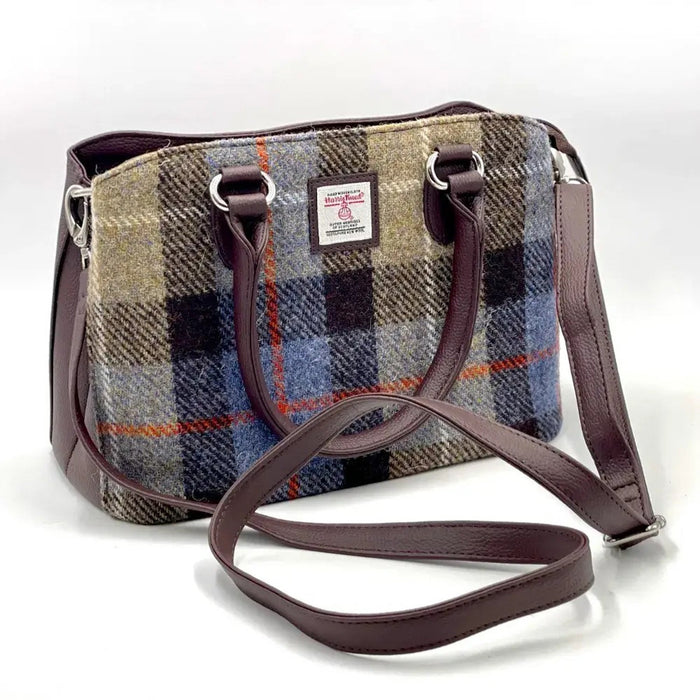 Top Handle Bag Blue/Brown Check - Heritage Of Scotland - BLUE/BROWN CHECK