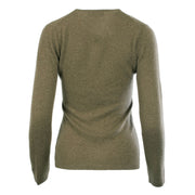 Women's 100% Cashmere V-Neck Jumper Dunedin Cashmere Olive - Heritage Of Scotland - OLIVE
