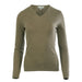 Women's 100% Cashmere V-Neck Jumper Dunedin Cashmere Olive - Heritage Of Scotland - OLIVE