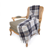 Wool Blend Tartan Knee Blanket Bannockbane Silver - Heritage Of Scotland - BANNOCKBANE SILVER