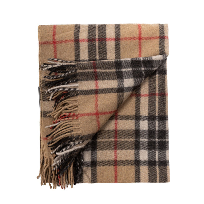 Wool Blend Tartan Knee Blanket Thomson Camel - Heritage Of Scotland - THOMSON CAMEL