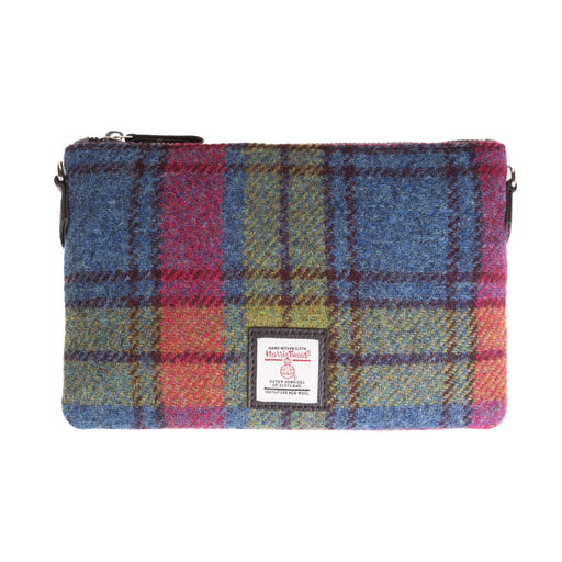 Zip Purse Bag Blue/Pink Check - Heritage Of Scotland - BLUE/PINK CHECK